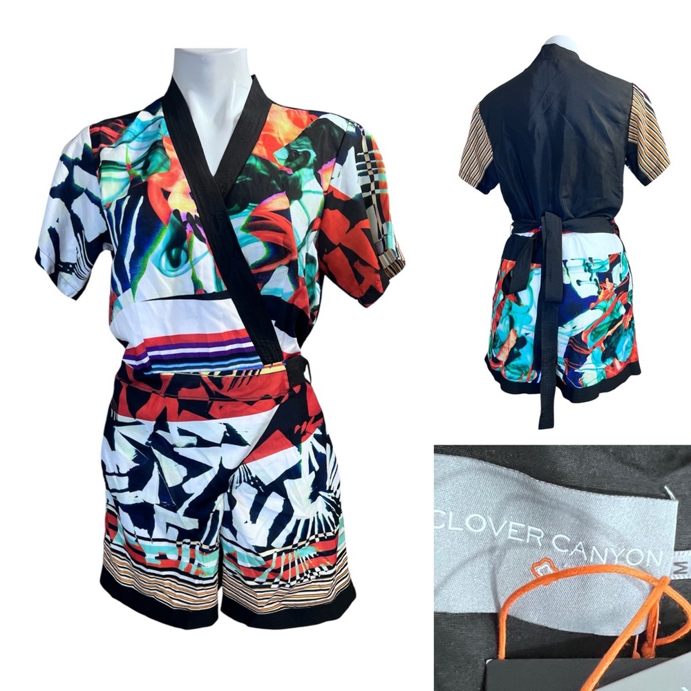Clover Canyon Jumpsuit size M Abstract Multicolor short sleeve casual‎